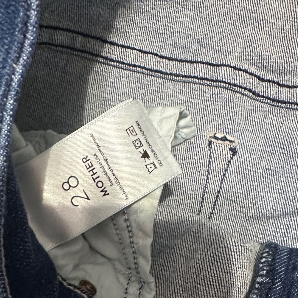 MOTHER Blue Denim Flare Jeans - Raw Hem - Picture 3 of 5